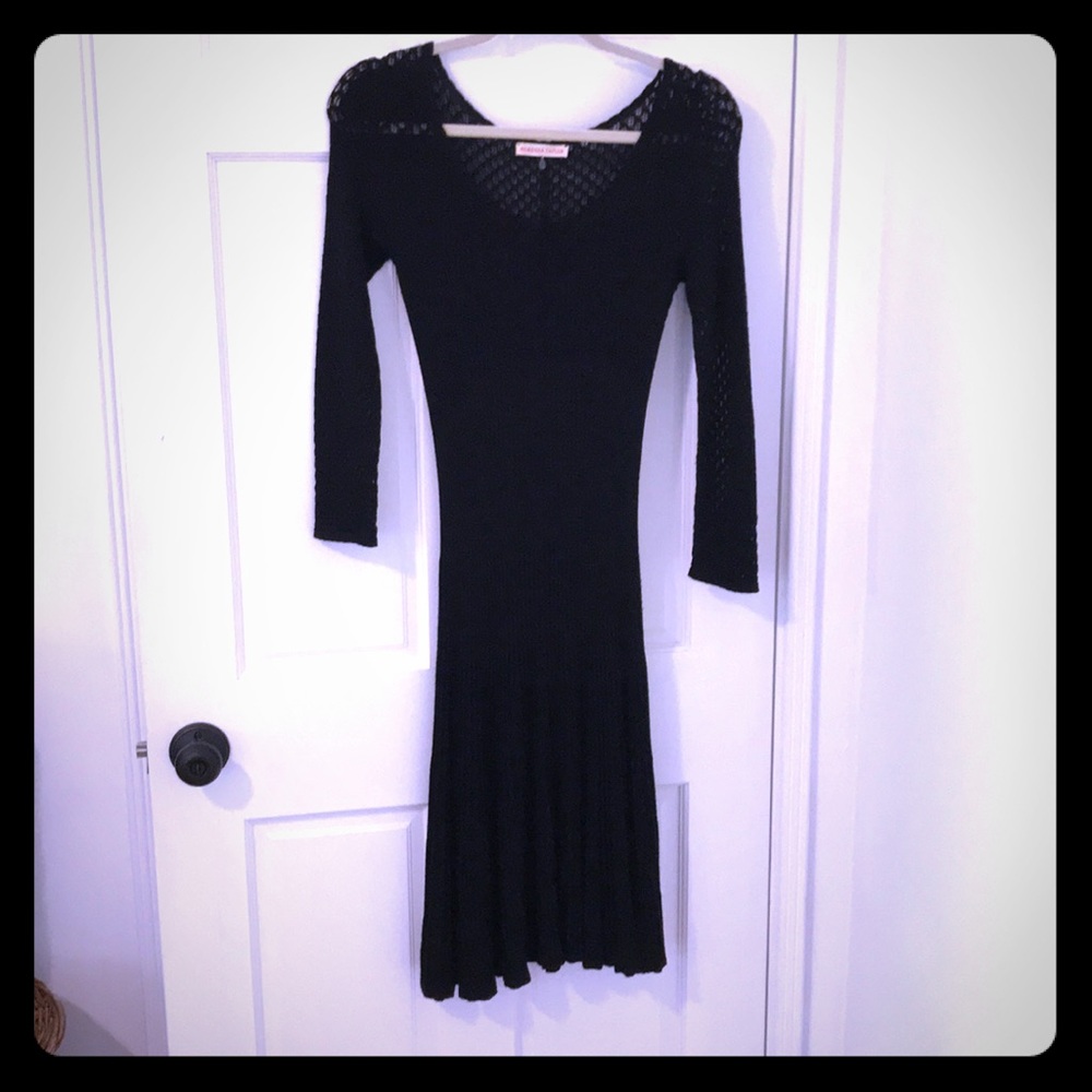 Rebecca Taylor Black Knit Pleated Dress
